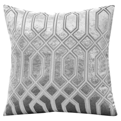 Luxe Geo Velvet Cushion Covers 2 Pack Grey Geometric Decorative Cushions for Sofa Bed & Living Room by OLIVIA ROCCO - White Bear Furnishings