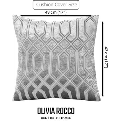 Luxe Geo Velvet Cushion Covers 2 Pack Grey Geometric Decorative Cushions for Sofa Bed & Living Room by OLIVIA ROCCO - White Bear Furnishings