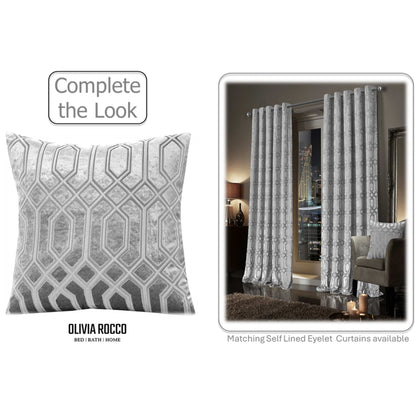 Luxe Geo Velvet Cushion Covers 2 Pack Grey Geometric Decorative Cushions for Sofa Bed & Living Room by OLIVIA ROCCO - White Bear Furnishings