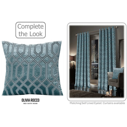 Luxe Geo Velvet Cushion Covers 2 Pack Teal Geometric Decorative Cushions for Sofa Bed & Living Room by OLIVIA ROCCO - White Bear Furnishings