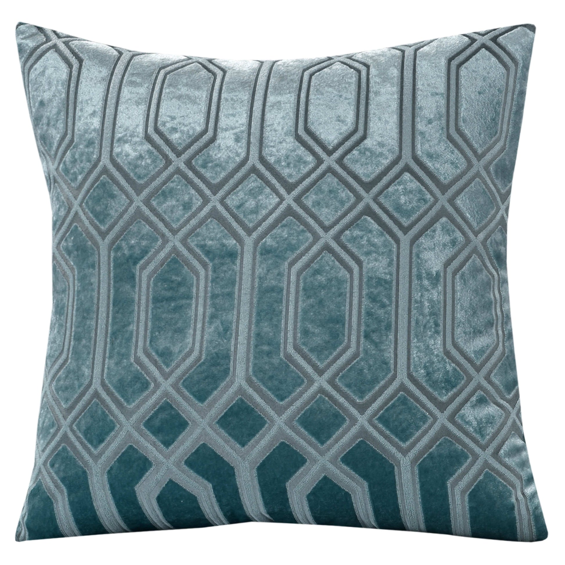 Luxe Geo Velvet Cushion Covers 2 Pack Teal Geometric Decorative Cushions for Sofa Bed & Living Room by OLIVIA ROCCO - White Bear Furnishings