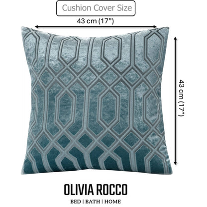 Luxe Geo Velvet Cushion Covers 2 Pack Teal Geometric Decorative Cushions for Sofa Bed & Living Room by OLIVIA ROCCO - White Bear Furnishings