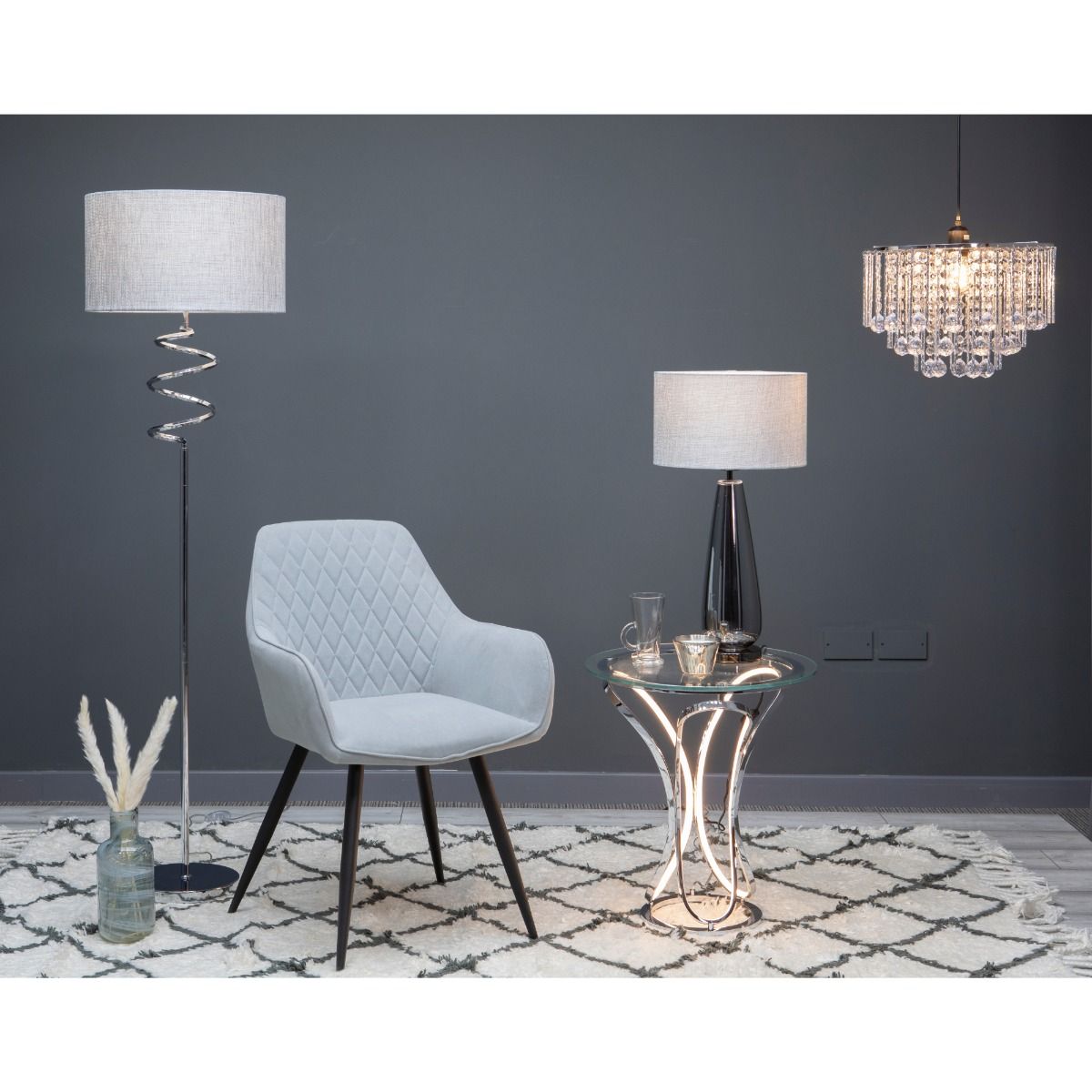 Tulisa Tall Smoked Glass Table Lamp - White Bear Furnishings