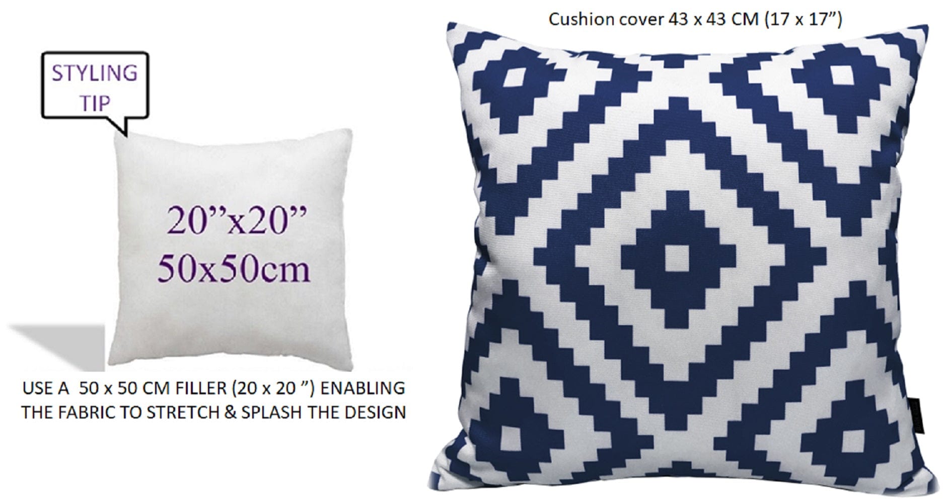 Nairobi Navy Waterproof Outdoor Cushions Weather-Resistant Decorative Pillows for Patio Garden Travel Beach Versatile Indoor Outdoor Use by OLIVIA ROCCO - White Bear Furnishings