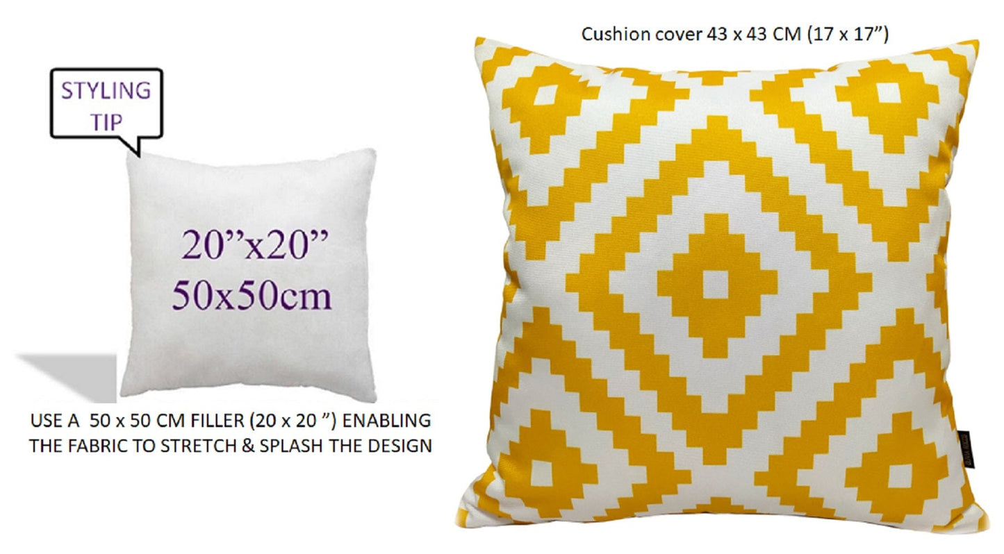 Nairobi Ochre Waterproof Outdoor Cushions Breathable Hollowfibre Filled Weather Resistant Decorative Patio Garden Cushions for Indoor and Outdoor Use by OLIVIA ROCCO - White Bear Furnishings