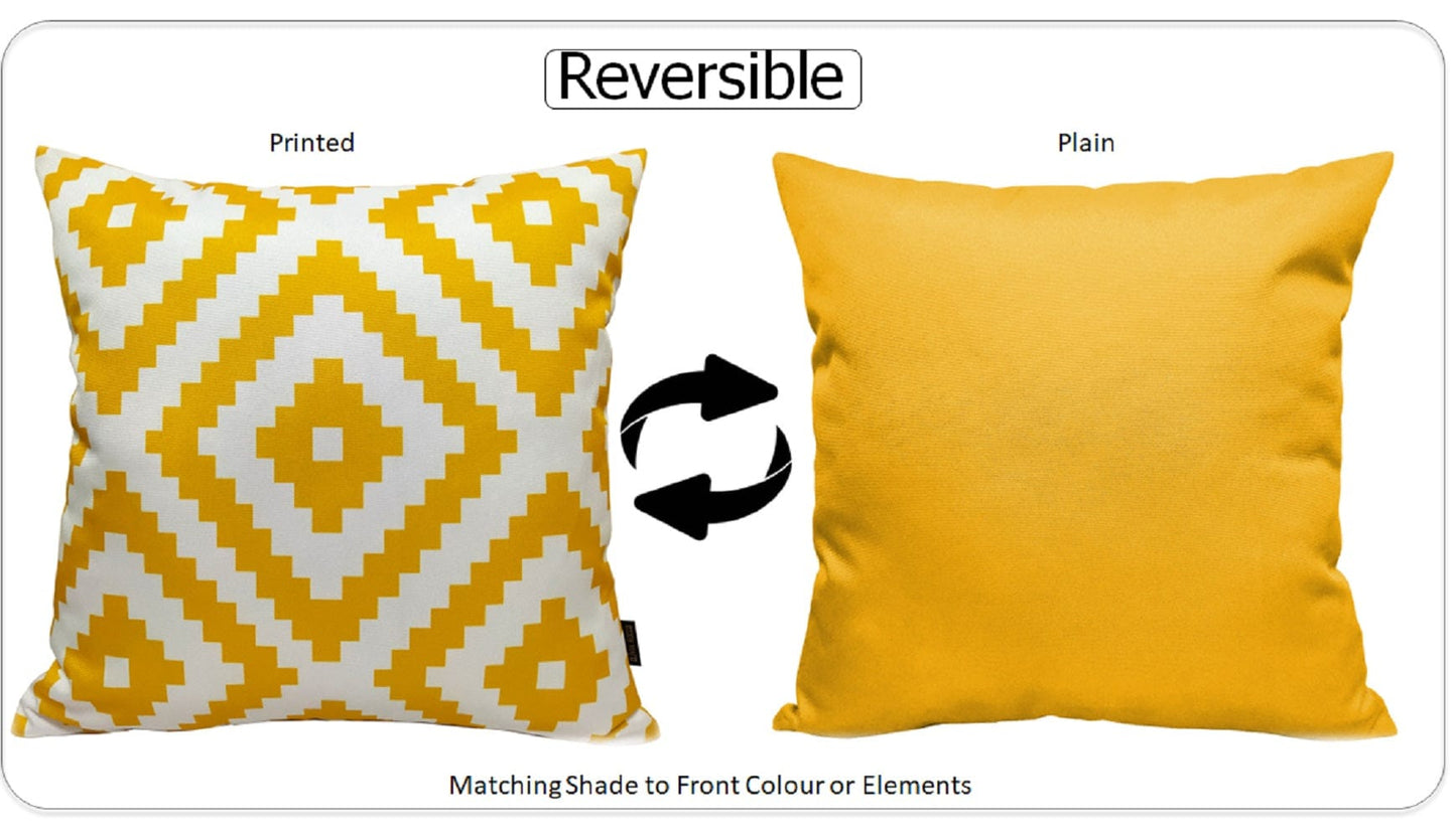 Nairobi Ochre Waterproof Outdoor Cushions Breathable Hollowfibre Filled Weather Resistant Decorative Patio Garden Cushions for Indoor and Outdoor Use by OLIVIA ROCCO - White Bear Furnishings