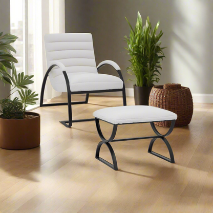 Ergonomic Bouclé Ribbed Ark Armchair - 23084