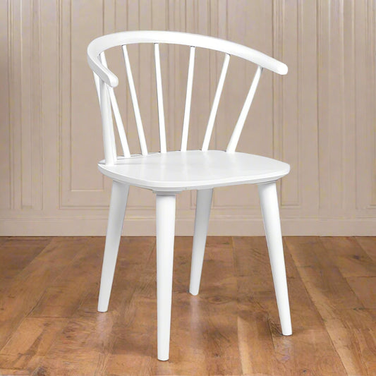 [Set of 2] Ancient Mariner White Stick Back Wooden Scandi Carmen Dining Chairs -  106230