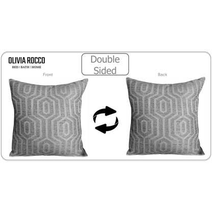 Paris Cushion Covers 2 Pack Modern Grey Decorative Square Scatter Cushions with Invisible Zipper for Sofa & Bed by OLIVIA ROCCO - White Bear Furnishings