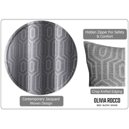 Paris Cushion Covers 2 Pack Modern Grey Decorative Square Scatter Cushions with Invisible Zipper for Sofa & Bed by OLIVIA ROCCO - White Bear Furnishings