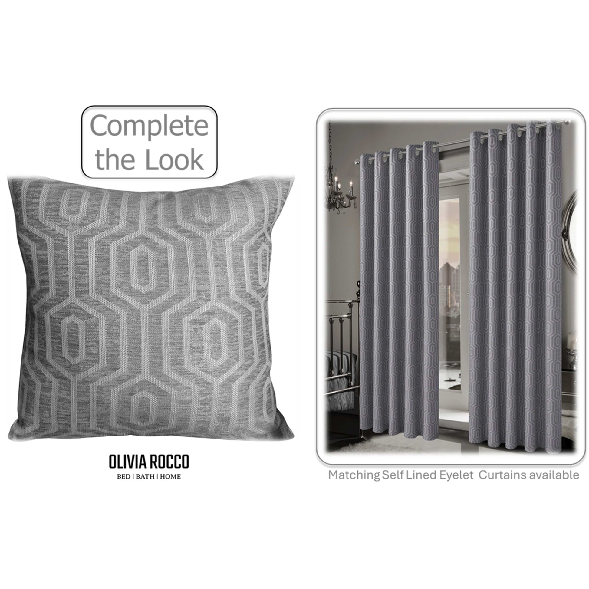 Paris Cushion Covers 2 Pack Modern Grey Decorative Square Scatter Cushions with Invisible Zipper for Sofa & Bed by OLIVIA ROCCO - White Bear Furnishings