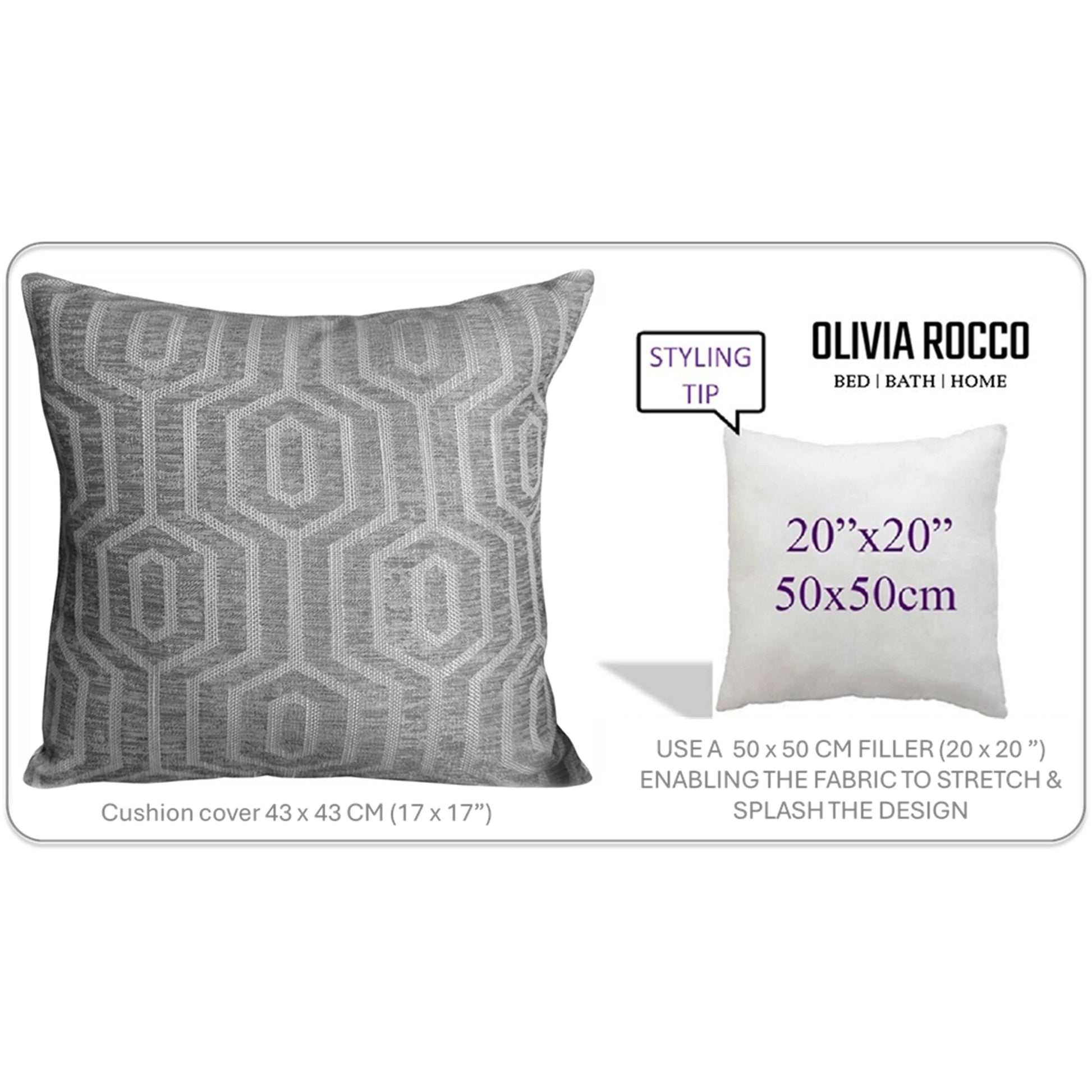 Paris Cushion Covers 2 Pack Modern Grey Decorative Square Scatter Cushions with Invisible Zipper for Sofa & Bed by OLIVIA ROCCO - White Bear Furnishings