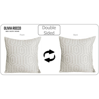 Paris Cushion Covers 2 Pack Modern Natural Decorative Square Scatter Cushions with Invisible Zipper for Sofa & Bed by OLIVIA ROCCO - White Bear Furnishings