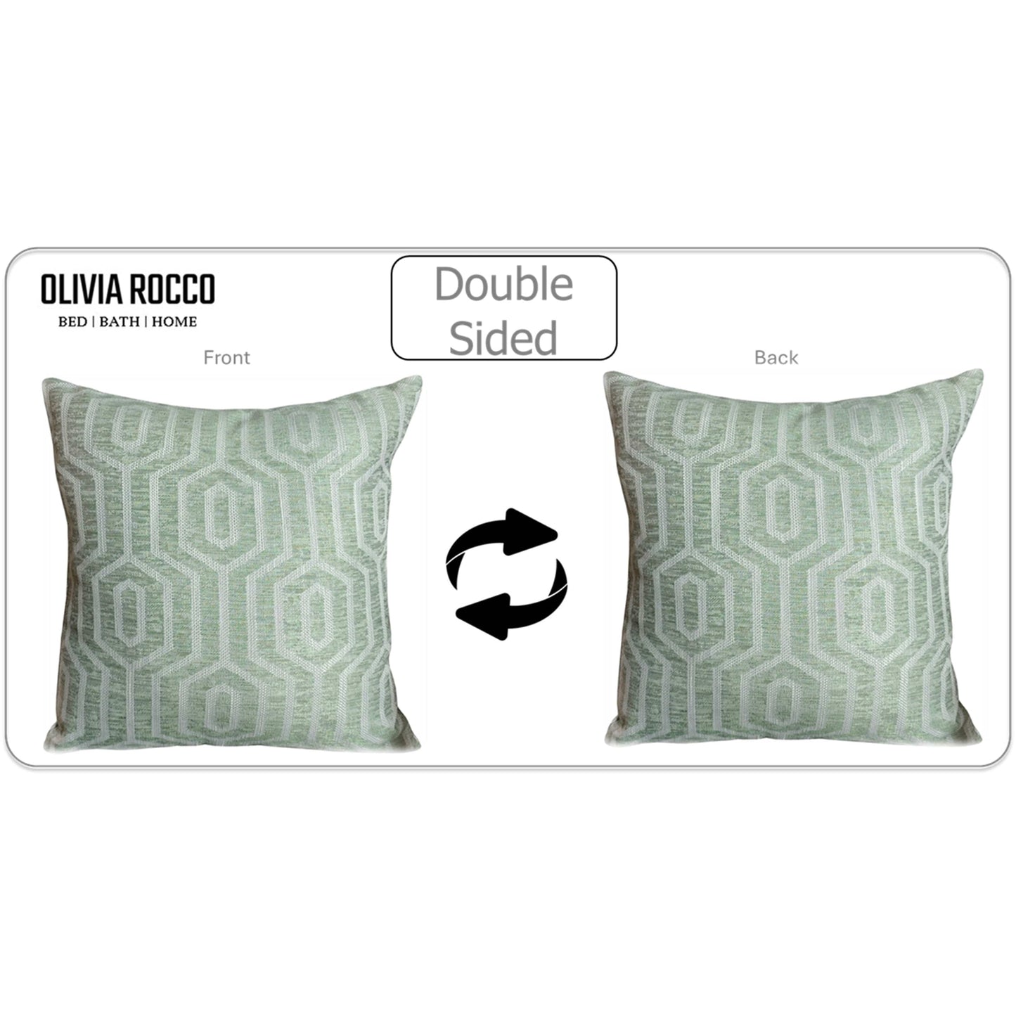 Paris Cushion Covers 2 Pack Modern Sage Green Decorative Square Scatter Cushions with Invisible Zipper for Sofa & Bed by OLIVIA ROCCO - White Bear Furnishings