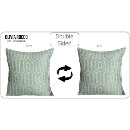 Paris Cushion Covers 2 Pack Modern Sage Green Decorative Square Scatter Cushions with Invisible Zipper for Sofa & Bed by OLIVIA ROCCO - White Bear Furnishings