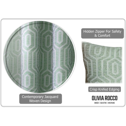 Paris Cushion Covers 2 Pack Modern Sage Green Decorative Square Scatter Cushions with Invisible Zipper for Sofa & Bed by OLIVIA ROCCO - White Bear Furnishings