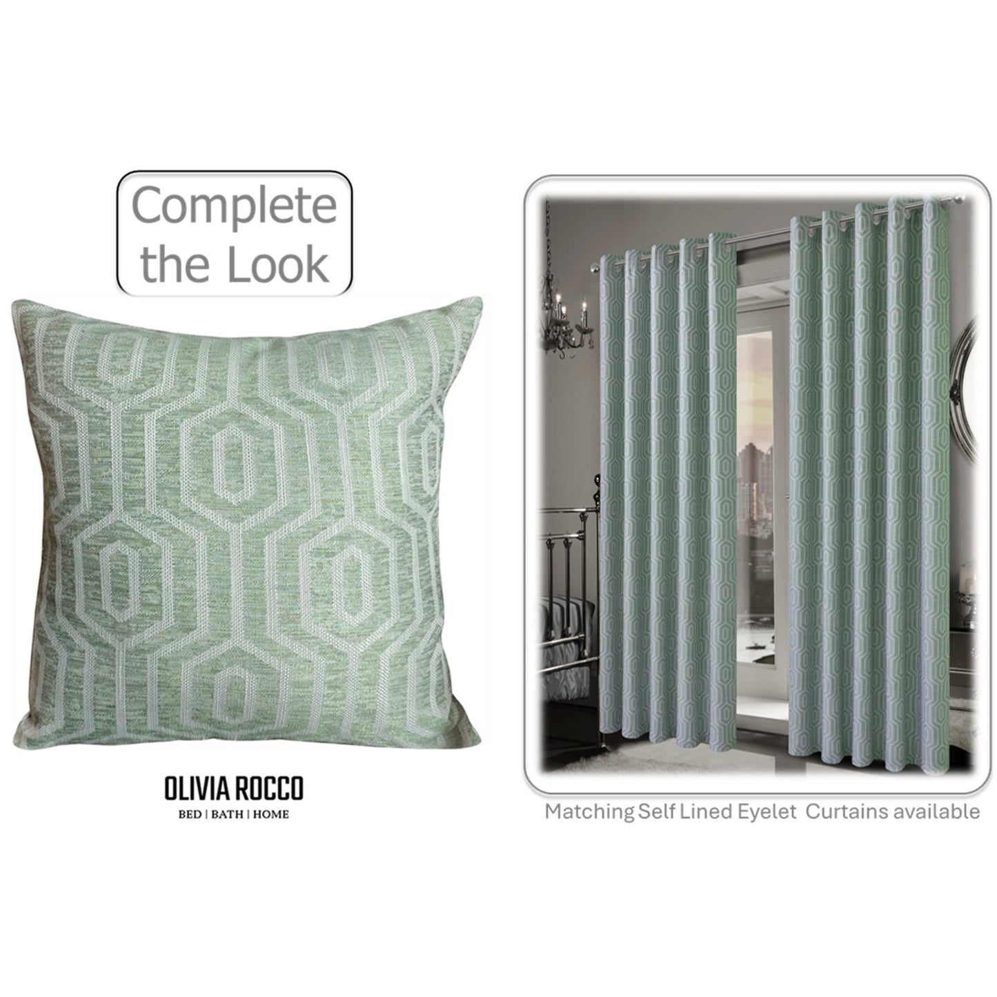 Paris Cushion Covers 2 Pack Modern Sage Green Decorative Square Scatter Cushions with Invisible Zipper for Sofa & Bed by OLIVIA ROCCO - White Bear Furnishings