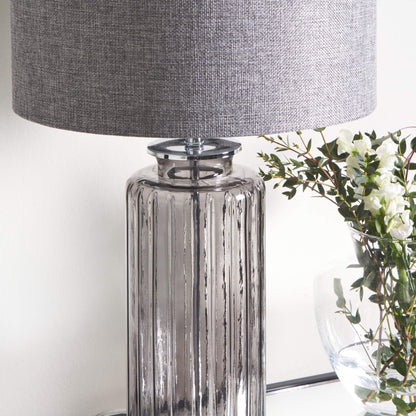 Brock Grey Smoked Glass Table Lamp