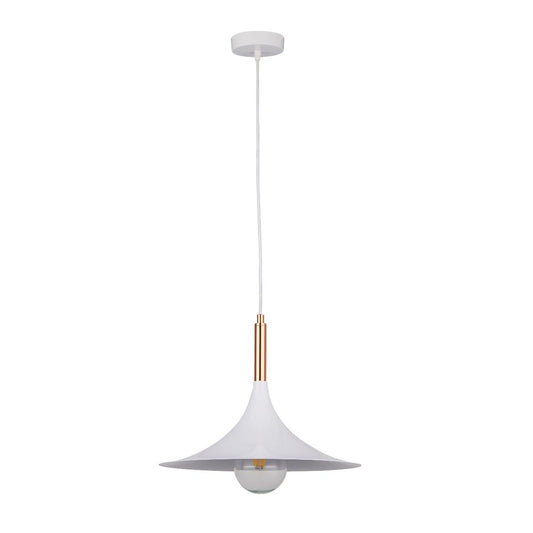 Small White & Copper 1 Light Ceiling Pendant