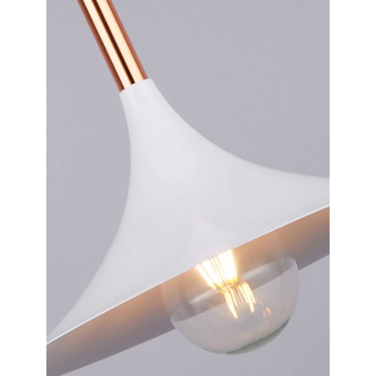 Small White & Copper 1 Light Ceiling Pendant
