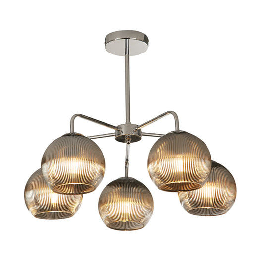 Hamblin 5 Light Chrome and Somked Glass Semi-Flush Ceiling Light