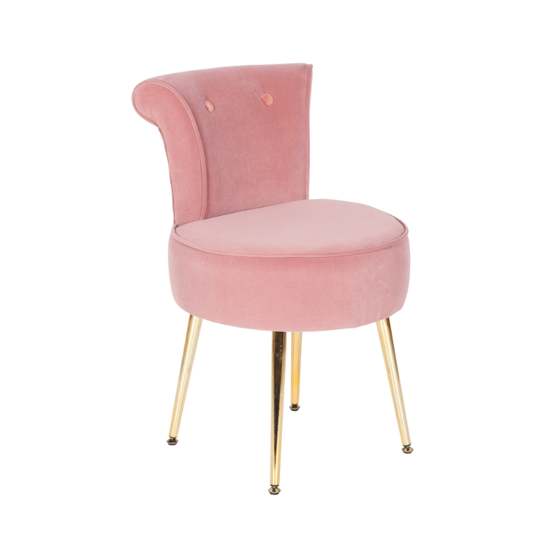 Pink Velvet Bedroom Chair with Gold Legs - AV101
