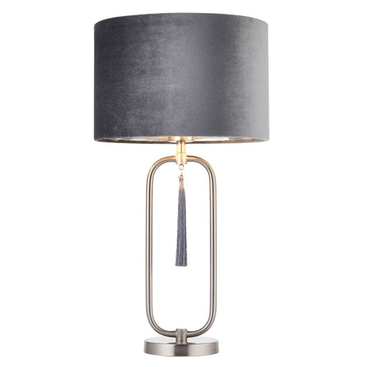 Tassel Satin Nickel Table Lamp - White Bear Furnishings