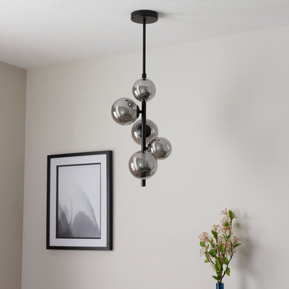 Reeko 5 Light Matte Black Ceiling Pendant