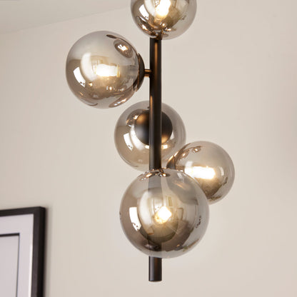 Reeko 5 Light Matte Black Ceiling Pendant