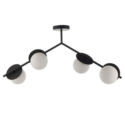 Satellite 4 Light Black Semi Flush Ceiling Light