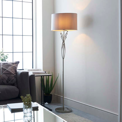 Lyla Satin Nickel Floor Lamp