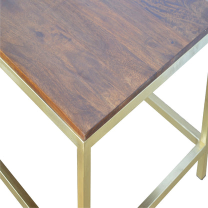 Handcrafted Artisanal Rectangle Gold Coffee Table - IN244