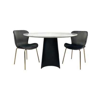 Twenty 10 Designs Rosemary Round Dining Table - Black & White Marble - DT-R-BB-TWM-120