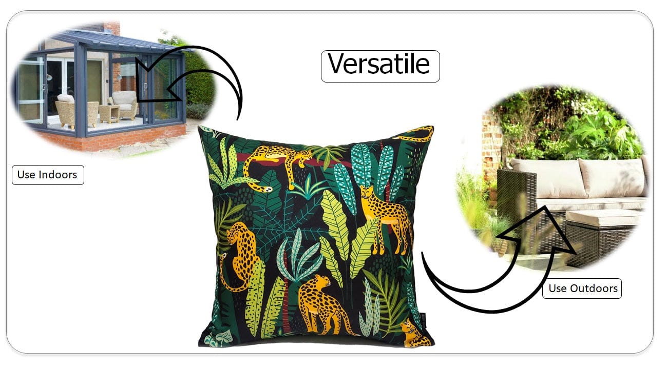 Safari Outdoor Waterproof Cushions 43x43cm Premium Comfort Durable Hollow-Fibre Filled Water-Resistant Stylish Decor for Patio Garden Beach Travel by OLIVIA ROCCO - White Bear Furnishings