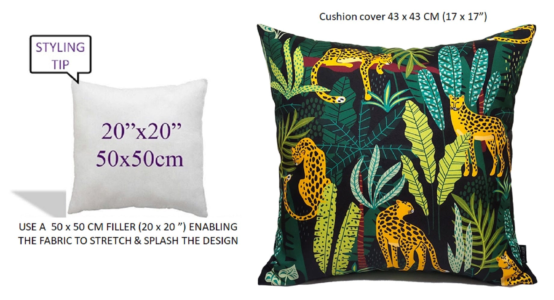 Safari Outdoor Waterproof Cushions 43x43cm Premium Comfort Durable Hollow-Fibre Filled Water-Resistant Stylish Decor for Patio Garden Beach Travel by OLIVIA ROCCO - White Bear Furnishings