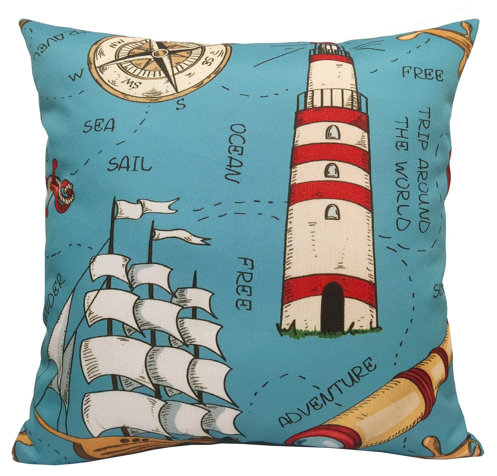 Seaside Coastal Style Water Resistant Patio Garden Cushions 17 x 17 Inches Durable Decorative Throw Pillows for Indoor Outdoor Use by OLIVIA ROCCO - White Bear Furnishings