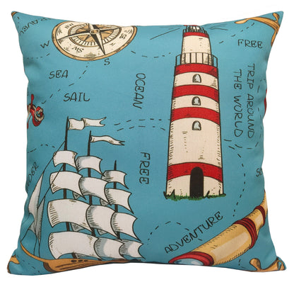 Seaside Coastal Style Water Resistant Patio Garden Cushions 17 x 17 Inches Durable Decorative Throw Pillows for Indoor Outdoor Use by OLIVIA ROCCO - White Bear Furnishings