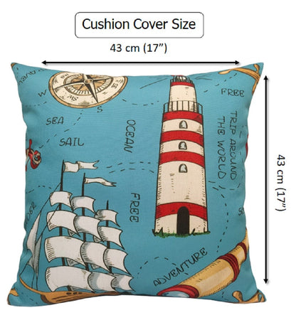 Seaside Coastal Style Water Resistant Patio Garden Cushions 17 x 17 Inches Durable Decorative Throw Pillows for Indoor Outdoor Use by OLIVIA ROCCO - White Bear Furnishings