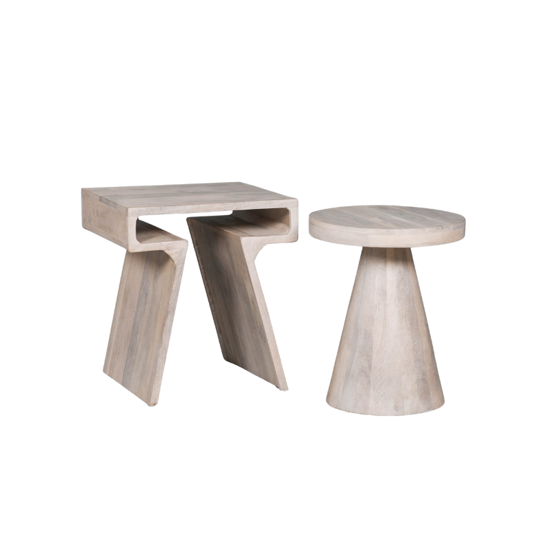 Handcrafted Blanchie Wooden Nesting Side Occasional Table – KFA444 - White Bear Furnishings