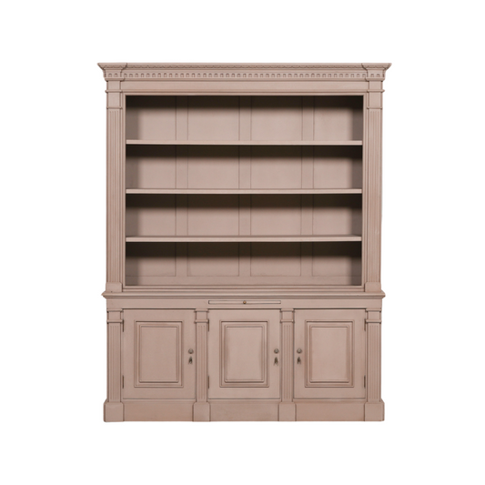 Handcrafted Taupe Painted Mahogany Bookcase Display Cabinet - PFA82