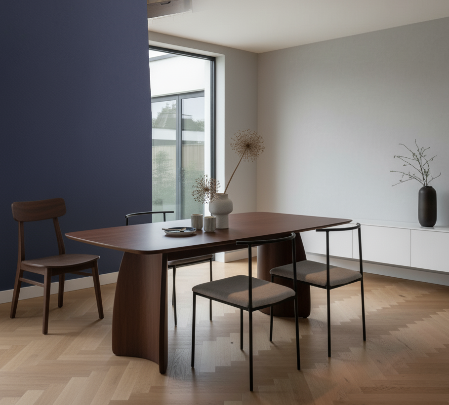 Fishe & Lilly Walnut Dining Table with Curved Legs
