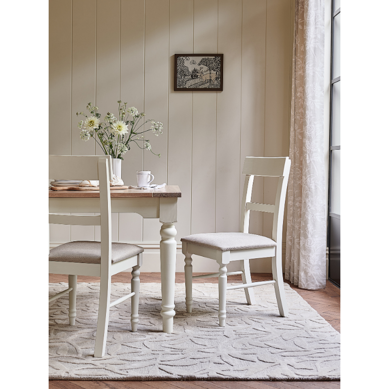 Laura Ashley Dorset Pair of Upholstered Dining Chairs in White - 3691949 - White Bear Furnishings