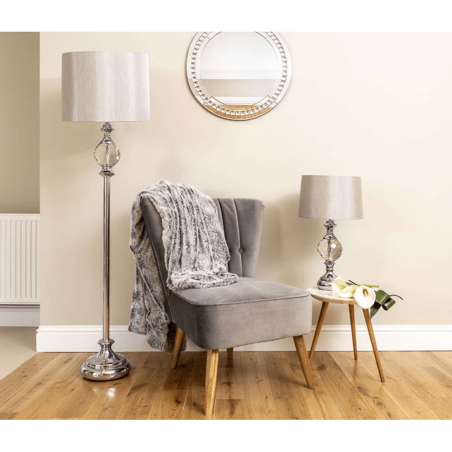 Vanessa Polished Chrome & Glass Table Lamp - White Bear Furnishings