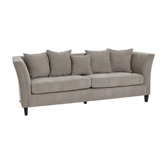 Handcrafted Vesper Taupe Cushion Back Three-Seater Sofa