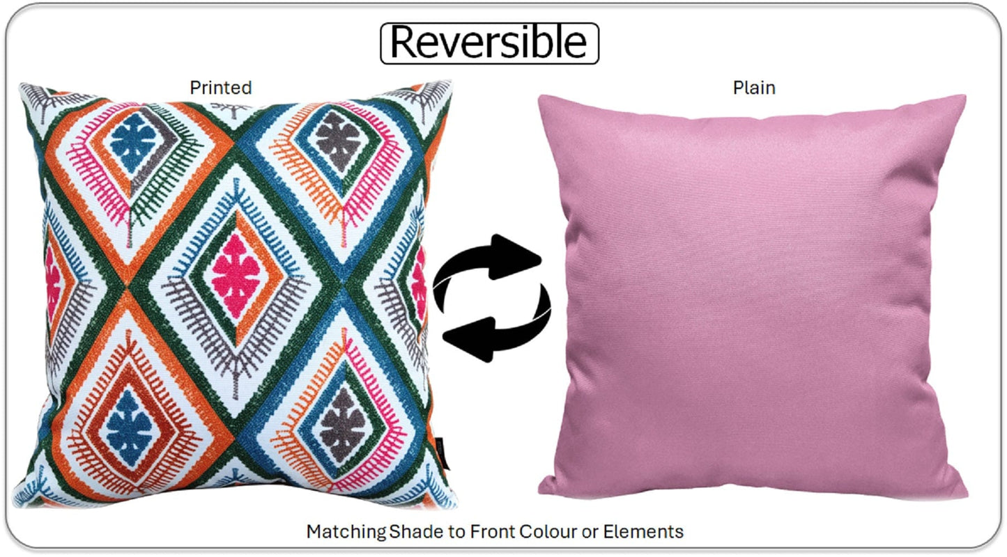 Vibrant Meze Outdoor Waterproof Garden Bench Patio and Indoor Cushions Durable Polyester Hollow-Fibre Filled 43x43 cm by OLIVIA ROCCO - White Bear Furnishings