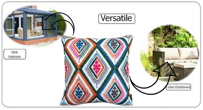 Vibrant Meze Outdoor Waterproof Garden Bench Patio and Indoor Cushions Durable Polyester Hollow-Fibre Filled 43x43 cm by OLIVIA ROCCO - White Bear Furnishings