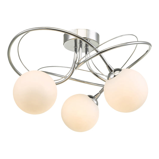 Violet 3-Light Polished Chrome Semi-Flush Ceiling Light - White Bear Furnishings
