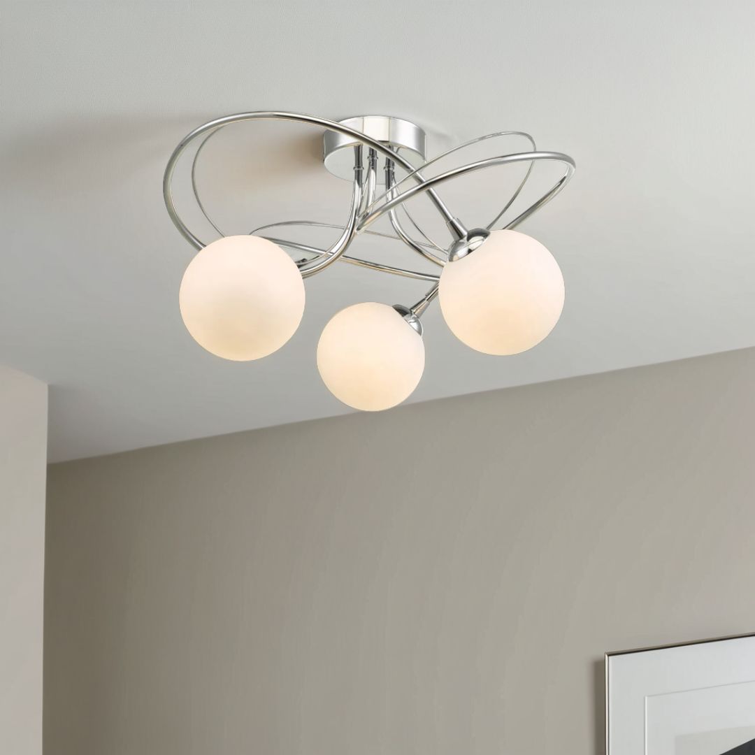 Violet 3-Light Polished Chrome Semi-Flush Ceiling Light - White Bear Furnishings
