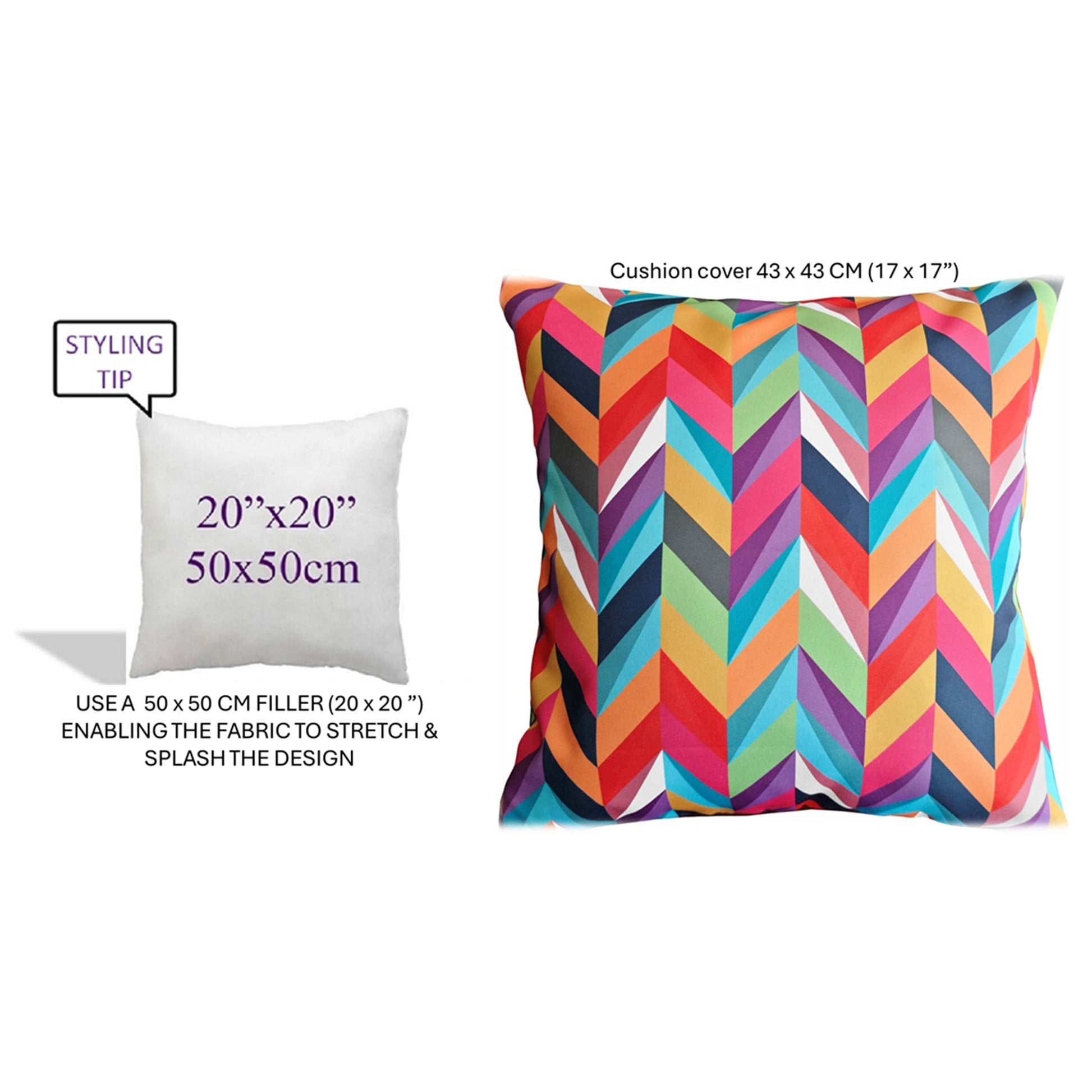 Waterproof Breathable California Multi Hollowfibre Filled Cushions 43x43cm for Outdoor Garden Bench Sofa or Indoor Use by OLIVIA ROCCO - White Bear Furnishings