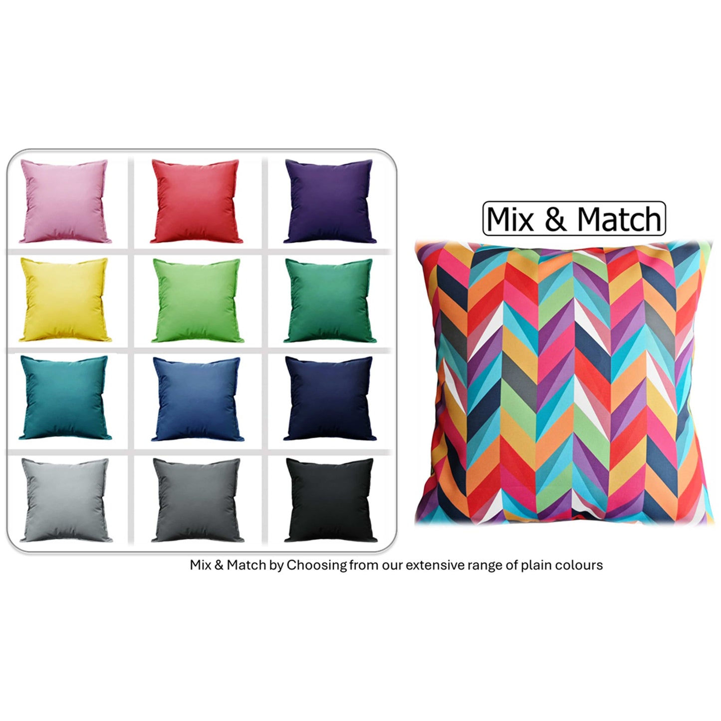 Waterproof Breathable California Multi Hollowfibre Filled Cushions 43x43cm for Outdoor Garden Bench Sofa or Indoor Use by OLIVIA ROCCO - White Bear Furnishings